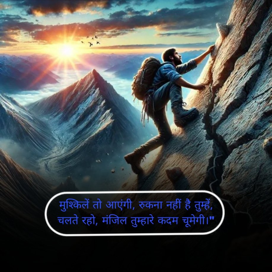 "मुश्किलें तो आएंगी, रुकना नहीं है तुम्हें, चलते रहो, मंजिल तुम्हारे कदम चूमेगी।"